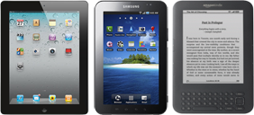 iPad, Galaxy Tab, Kindle